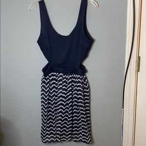 Navy Blue/White Slit Side Dress